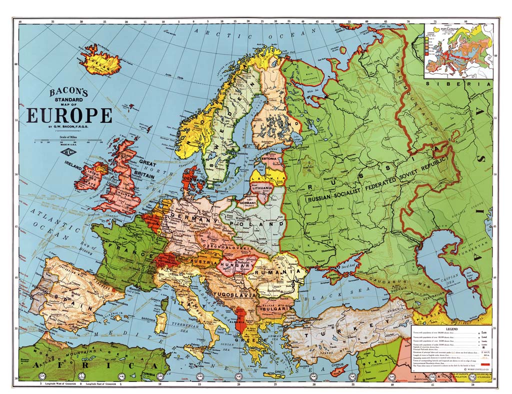 Mapa Evropy - ilustrační obrázek